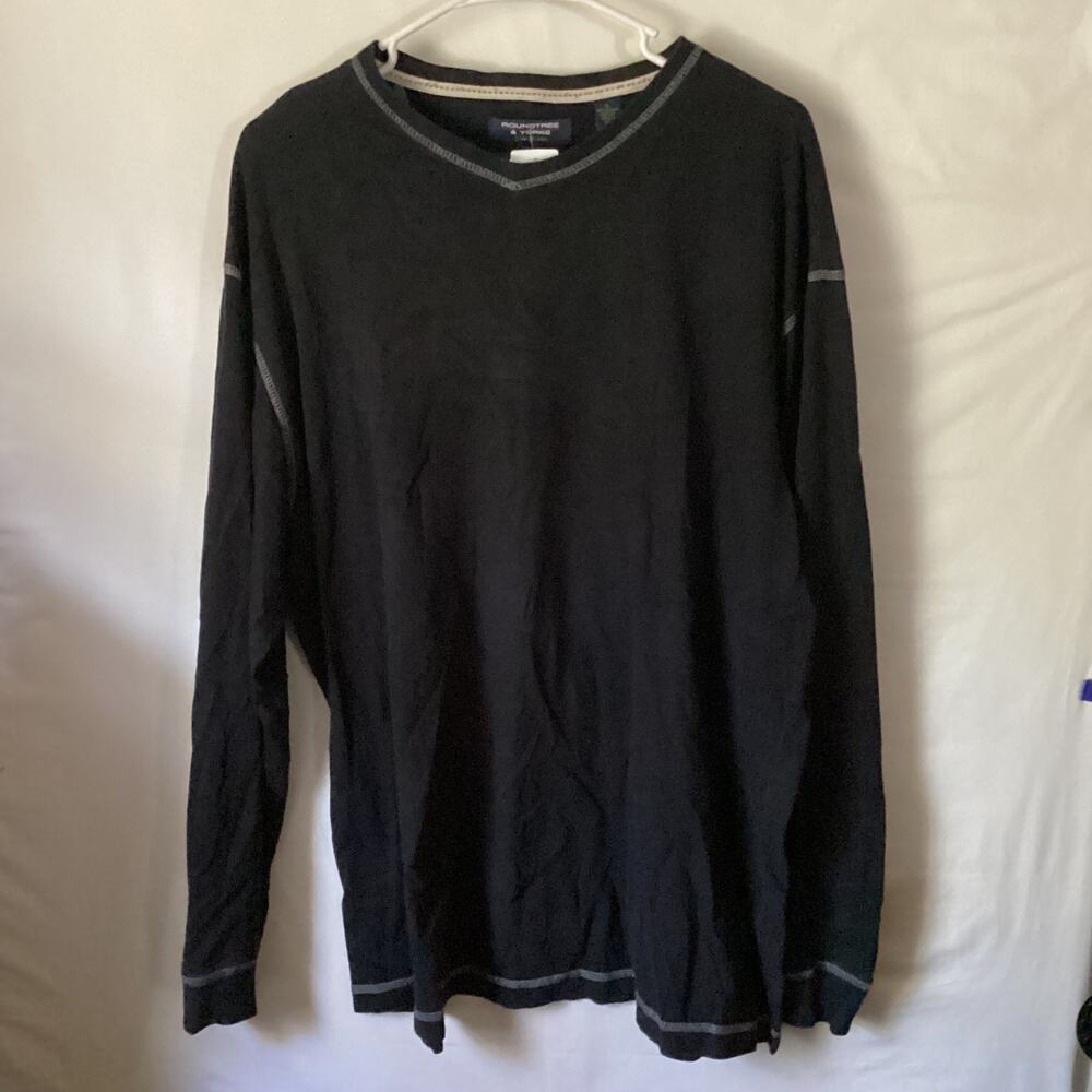 2408 Roundtree & Yorke Men's Long Sleeve T-shirt Black Size Large